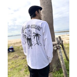 画像2: 送料無料 FUCKIN' MELLOW CLOTHING / Hula Girl Artwork by LOWHIDE 長袖ポケットＴシャツ WHITE