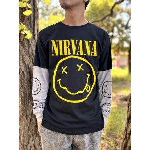 画像3: 送料無料 NIRVANA / Yellow Happy Face 長袖Tシャツ BLACK/GREY