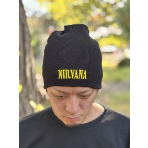 画像1: NIRVANA / Happy Face ニットキャップ BLACK