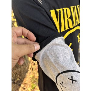 画像8: 送料無料 NIRVANA / Yellow Happy Face 長袖Tシャツ BLACK/GREY