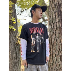 画像1: 送料無料 NIRVANA / In Utero Band Photo 長袖Tシャツ BLACK/WHITE