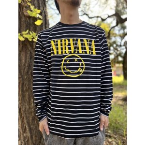 画像5: 送料無料 NIRVANA / Happy Face ボーダー長袖Tシャツ BLACK/WHITE