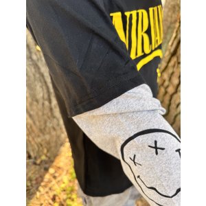 画像7: 送料無料 NIRVANA / Yellow Happy Face 長袖Tシャツ BLACK/GREY