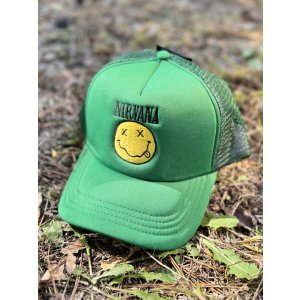 画像1: NIRVANA / Logo & Happy Face メッシュキャップ GREEN