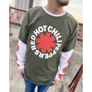 画像3: 送料無料 RED HOT CHILI PEPPERS / Classic Asterisk 長袖Tシャツ GREEN/WHITE