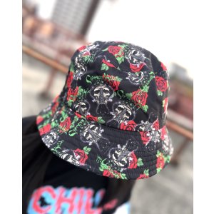 画像2: CYPRESS HILL / Skull & Roses Pattern バケットハット BLACK