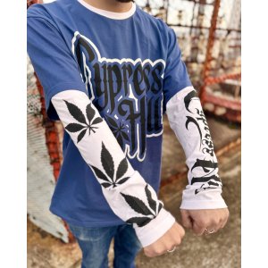 画像4: 送料無料 CYPRESS HILL / Leaf & Logo 長袖Tシャツ BLUE/WHITE