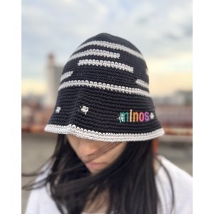 画像1: 送料無料 minos / Crochet バケットハット BLACK