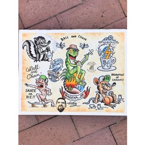 画像2: 送料無料 スペシャルアイテム OPIE ORTIZ x BALL&CHAIN Special Collaboration TATTOO FLASH POSTER A3(420mm x 297mm)