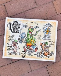 送料無料 スペシャルアイテム OPIE ORTIZ x BALL&CHAIN Special Collaboration TATTOO FLASH POSTER A3(420mm x 297mm)