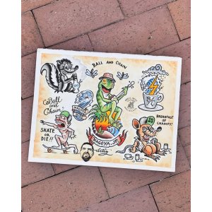 画像1: 送料無料 スペシャルアイテム OPIE ORTIZ x BALL&CHAIN Special Collaboration TATTOO FLASH POSTER A3(420mm x 297mm)