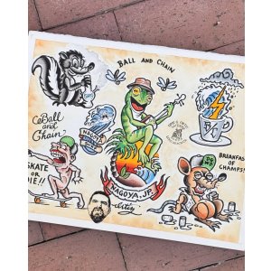 画像3: 送料無料 スペシャルアイテム OPIE ORTIZ x BALL&CHAIN Special Collaboration TATTOO FLASH POSTER A3(420mm x 297mm)