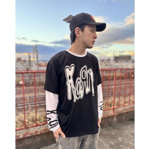 画像2: 送料無料 KORN / Metallic Logo 長袖Tシャツ BLACK / WHITE