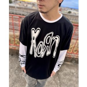 画像1: 送料無料 KORN / Metallic Logo 長袖Tシャツ BLACK / WHITE