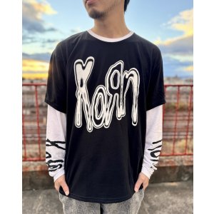画像3: 送料無料 KORN / Metallic Logo 長袖Tシャツ BLACK / WHITE