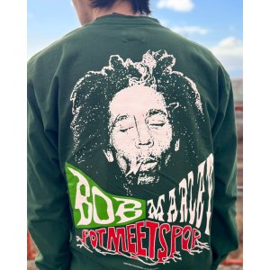 画像12: 送料無料 Lラスト1枚で終了 BOB MARLEY x POT MEETS POP / Uprising 長袖Tシャツ フォレストグリーン