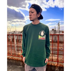 画像1: 送料無料 Lラスト1枚で終了 BOB MARLEY x POT MEETS POP / Uprising 長袖Tシャツ フォレストグリーン