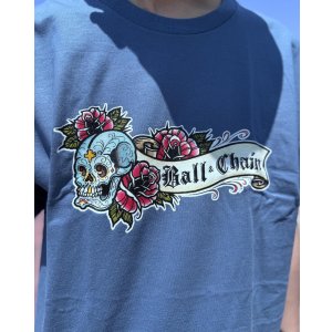 画像4: "OPIE ORTIZ x BALL&CHAIN" / Skull & Rose コラボTシャツ インディゴブルー