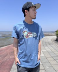 "OPIE ORTIZ x BALL&CHAIN" / Skull & Rose コラボTシャツ インディゴブルー