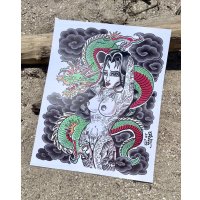 オーピーさん直買付アイテム 19枚限定 OPIE ORTIZ Original Flash Poster / Japanies Dragon & Tattoo Girl