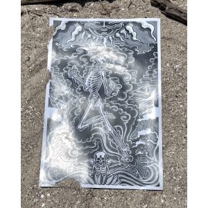 画像3: オーピーさん直買付アイテム 20枚限定 OPIE ORTIZ Original Flash Poster / Fly Skull Sun