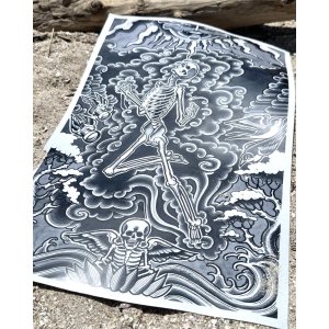 画像4: オーピーさん直買付アイテム 20枚限定 OPIE ORTIZ Original Flash Poster / Fly Skull Sun