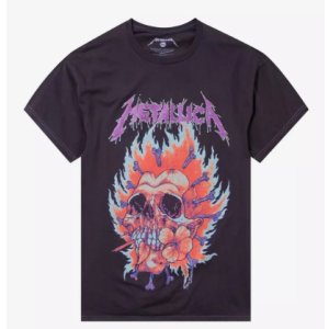 画像12: カリフォルニア買付アイテム 送料無料 L、2XLサイズのみ METALLICA / Flaming Flower Skull Tシャツ ブラック Artwork by PUSHEAD