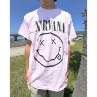 カリフォルニア買付アイテム 送料無料 NIRVANA / Smiley Face Tシャツ ライトピンク