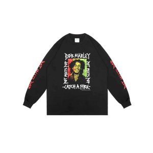 画像11: 送料無料 BOB MARLEY × POT MEETS POP / Catch A Fire 長袖Tシャツ ブラック