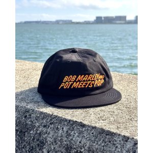 画像1: 送料無料 BOB MARLEY × POT MEETS POP / Live 6パネル スナップバックキャップ ブラック