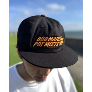 画像2: 送料無料 BOB MARLEY × POT MEETS POP / Live 6パネル スナップバックキャップ ブラック