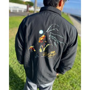 画像1: 送料無料 BOB MARLEY × POT MEETS POP / Live コーチジャケット ブラック