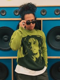 送料無料 BOB MARLEY × POT MEETS POP / Natty Dread ニットセーター グリーン