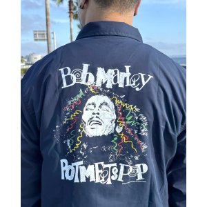 画像3: 送料無料 BOB MARLEY × POT MEETS POP / Sketch コーチジャケット ネイビー