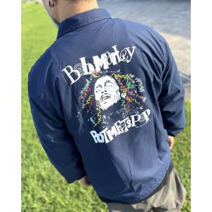 画像1: 送料無料 BOB MARLEY × POT MEETS POP / Sketch コーチジャケット ネイビー