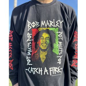 画像4: 送料無料 BOB MARLEY × POT MEETS POP / Catch A Fire 長袖Tシャツ ブラック