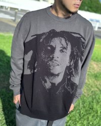 送料無料 BOB MARLEY × POT MEETS POP / Natty Dread ニットセーター グレー