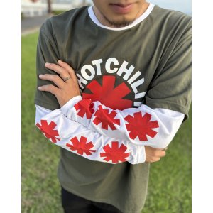 画像5: 送料無料 RED HOT CHILI PEPPERS / Classic Asterisk 長袖Tシャツ GREEN/WHITE