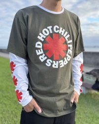 送料無料 RED HOT CHILI PEPPERS / Classic Asterisk 長袖Tシャツ GREEN/WHITE