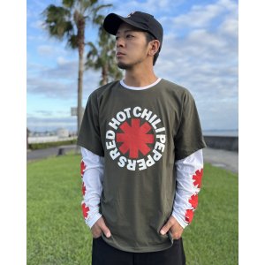 画像2: 送料無料 RED HOT CHILI PEPPERS / Classic Asterisk 長袖Tシャツ GREEN/WHITE