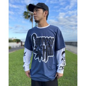 画像14: 送料無料 CYPRESS HILL / Leaf & Logo 長袖Tシャツ NAVY/WHITE