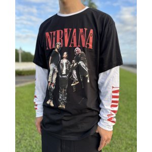 画像7: 送料無料 NIRVANA / In Utero Band Photo 長袖Tシャツ BLACK/WHITE