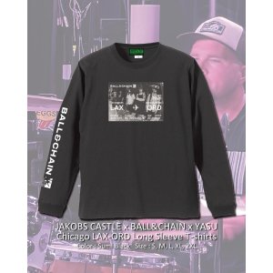 画像1: 10月30日23:59分締切 予約注文 送料無料 JAKOBS CASTLE x BALL&CHAIN x YASU / Chicago LAX-ORD 長袖Tシャツ 墨ブラック