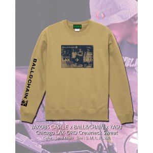 画像1: 10月30日23:59分締切 予約注文 送料無料 JAKOBS CASTLE x BALL&CHAIN x YASU / Chicago LAX-ORD スウェット(10oz/裏パイル) サンドカーキ