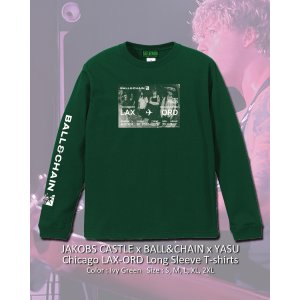画像1: 10月30日23:59分締切 予約注文 送料無料 JAKOBS CASTLE x BALL&CHAIN x YASU / Chicago LAX-ORD 長袖Tシャツ アイビーグリーン