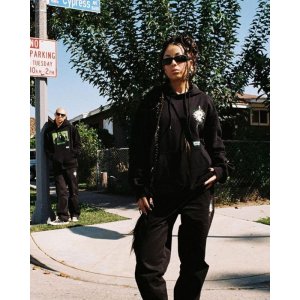 画像7: 送料無料 Lサイズラスト1枚で終了 CYPRESS HILL x POT MEETS POP / Skull & Compass プルオーバーパーカー BLACK