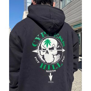 画像5: 送料無料 Lサイズラスト1枚で終了 CYPRESS HILL x POT MEETS POP / Skull & Compass プルオーバーパーカー BLACK