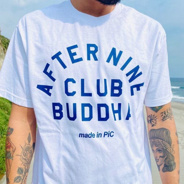 画像2: FUCKIN' MELLOW CLOTHING / "AFTER9 x CLUB BUDDHA" designed by PICTURE MOUSE Tシャツ WHITE (2)