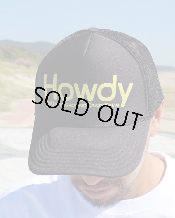 画像1: HOWDY / Logo メッシュキャップ ブラックｘイエロー (1)