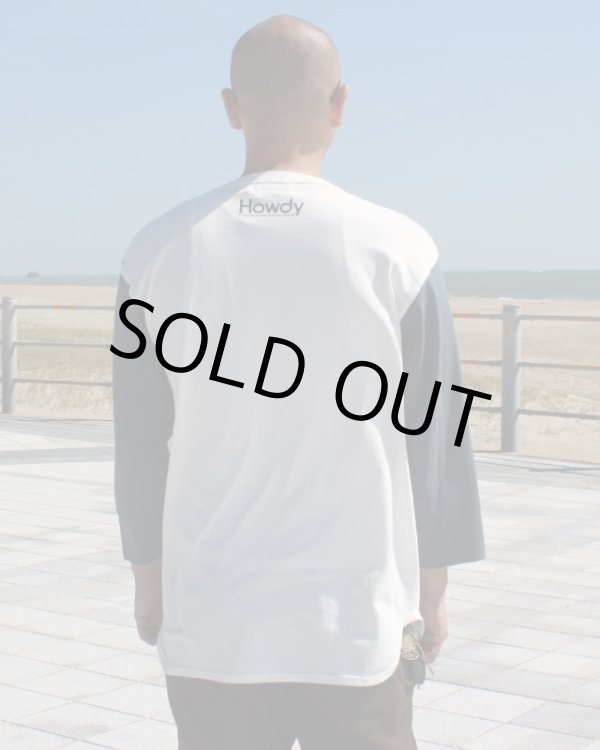 画像5: XLラスト1枚で終了 HOWDY / ILS ベースボールTシャツ ブラックxホワイト (5)